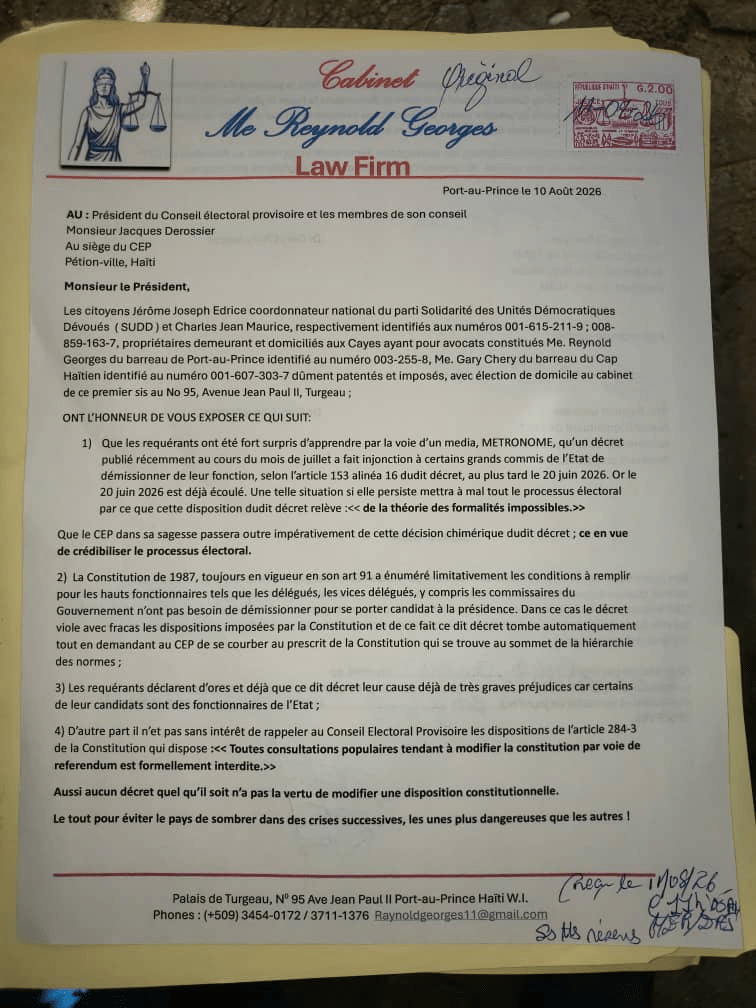 Haïti | Référendum : une requête formelle au CEP brandit l’article 284-3 — « Aucun décret ne peut modifier la Constitution »