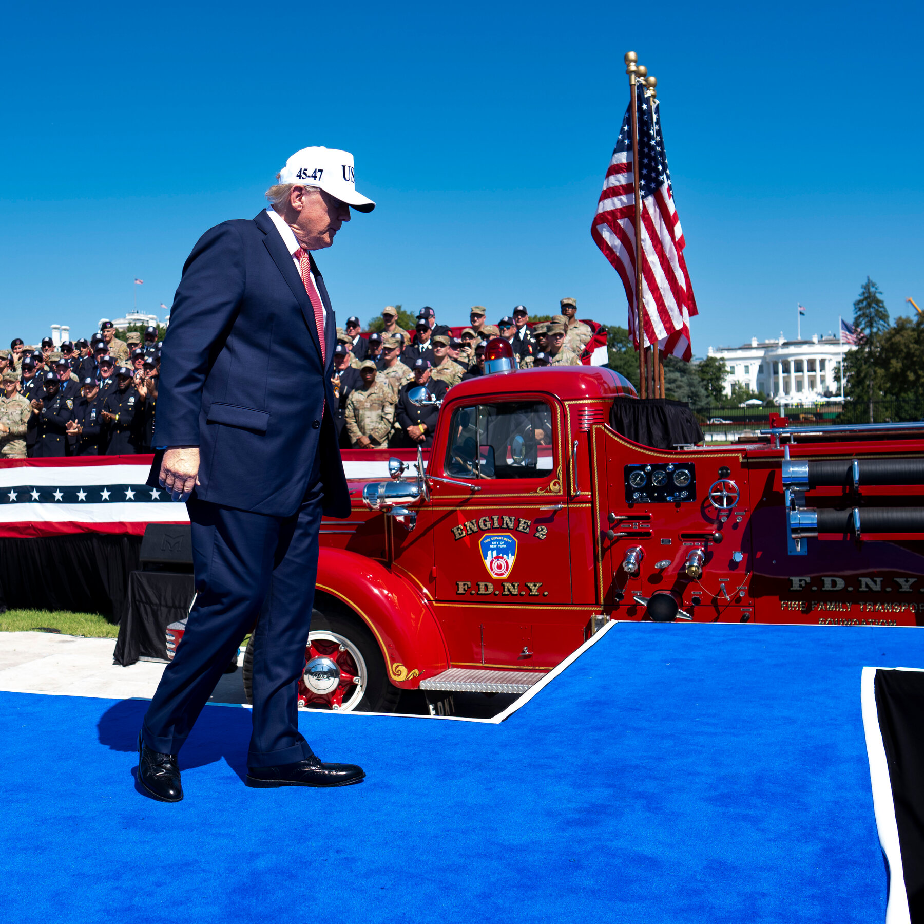 At 9/11 Tribute, Trump Claims Firefighters Carried Him to Safety