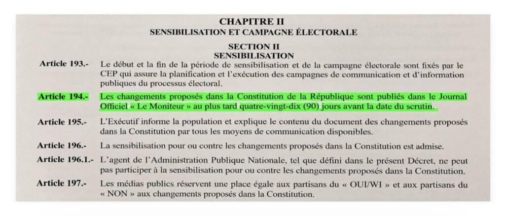 Haïti–Référendum fantoche | J–88 : Alix Fils-Aimé laisse expirer les 90 jours prescrits par son propre décret, sans publier le texte constitutionnel