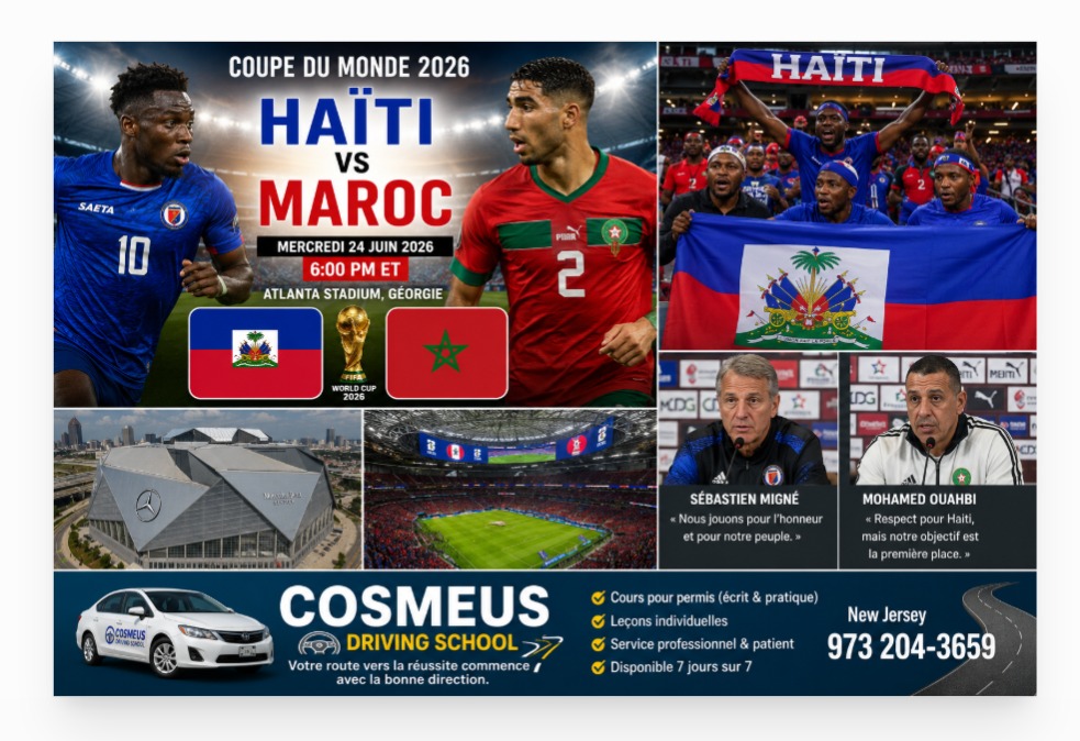Coup de tonnerre à Atlanta : Deedson frappe, Haïti mène face au Maroc et rallume l’espoir des Grenadiers